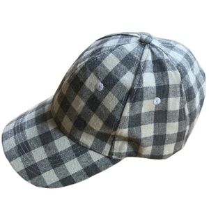 2/$30 CocusPocus Baseball Hat Ivory Off White Gray Small Buffalo Plaid Like New